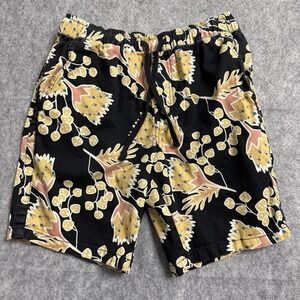 Katin Floral Hybrid Shorts Mens S M Black Elastic Waist Surf Beach